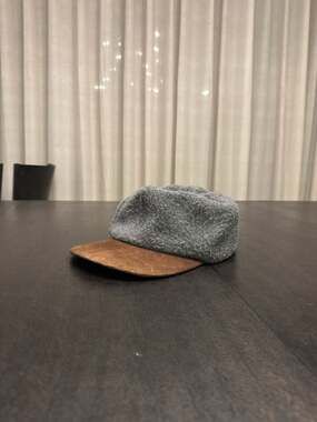 Vintage Haband! Gray Wool Blend Newsboy Cap with Suede Visor Made in USA Size XL